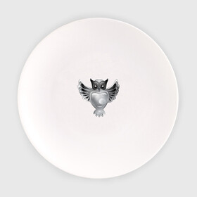 Тарелка с принтом Серебряная сова в Белгороде, фарфор | диаметр - 210 мм
диаметр для нанесения принта - 120 мм | геральдика | птицы | с совой | серебро | сова | талисман | украшение