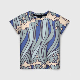 Детская футболка 3D с принтом Волна в Белгороде, 100% гипоаллергенный полиэфир | прямой крой, круглый вырез горловины, длина до линии бедер, чуть спущенное плечо, ткань немного тянется | blue | ocean | river | sea | water | волна | лето | море | морская пена | океан | поток | река