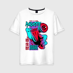 Женская футболка хлопок Oversize с принтом Kiseijuu - Migi в Белгороде, 100% хлопок | свободный крой, круглый ворот, спущенный рукав, длина до линии бедер
 | kiseijuu | migi | parasite | parasyte | миги | паразит