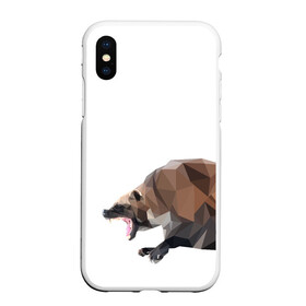 Чехол для iPhone XS Max матовый с принтом Росомаха в Белгороде, Силикон | Область печати: задняя сторона чехла, без боковых панелей | животное | зверь | злость | куница | медведь | милое животное | полигональный | росомаха | собака