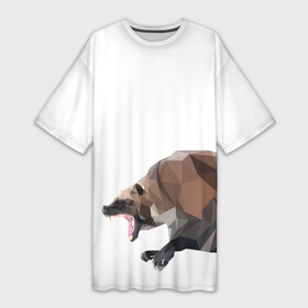 Платье-футболка 3D с принтом Росомаха в Белгороде,  |  | животное | зверь | злость | куница | медведь | милое животное | полигональный | росомаха | собака