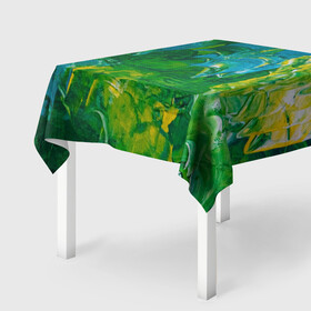 Скатерть 3D с принтом Я вижу в Белгороде, 100% полиэстер (ткань не мнется и не растягивается) | Размер: 150*150 см | абстрактный лес | абстракция | гуашь | зеленое море | зелень | краски | лес | мазки | художества | художник | я вижу