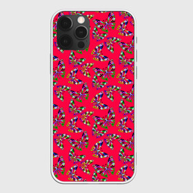 Чехол для iPhone 12 Pro Max с принтом Бабочки на красном в Белгороде, Силикон |  | веселый узор | весенний | детский | для девочек | красный | летний | лето | малышам | разноцветный узор