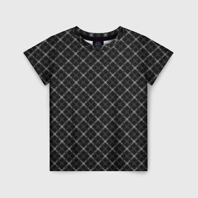 Детская футболка 3D с принтом Серо-черный плед  в Белгороде, 100% гипоаллергенный полиэфир | прямой крой, круглый вырез горловины, длина до линии бедер, чуть спущенное плечо, ткань немного тянется | клетка | клетчатый узор | молодежный | мужской | рубашечный | серный | черный | шотландка