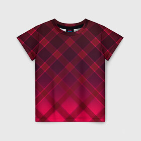 Детская футболка 3D с принтом Геометрический абстрактный узо в Белгороде, 100% гипоаллергенный полиэфир | прямой крой, круглый вырез горловины, длина до линии бедер, чуть спущенное плечо, ткань немного тянется | абстрактный | геометрический | градиентный | клетчатый | красный | красный в клетку | плед | темный красный