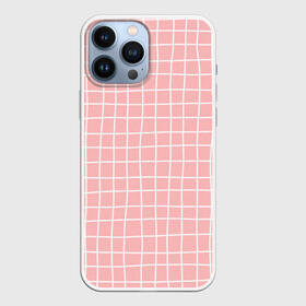 Чехол для iPhone 13 Pro Max с принтом Клетка волнистая в Белгороде,  |  | cell | check | geometry | girl | plaid | school | геометрия | девочкам | детям | квадраты | клетка | клеточка | клетчатый | линии | пастельный | полосы | розовая клетка | розовый | текстура | узор в клетку | школа