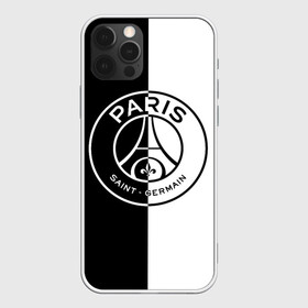 Чехол для iPhone 12 Pro с принтом ФК ПСЖ / PSG BLACK & WHITE в Белгороде, силикон | область печати: задняя сторона чехла, без боковых панелей | Тематика изображения на принте: paris saint germain | psg | saint | sport | париж | псг | спорт | футбол