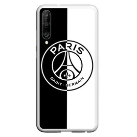 Чехол для Honor P30 с принтом ФК ПСЖ / PSG BLACK & WHITE в Белгороде, Силикон | Область печати: задняя сторона чехла, без боковых панелей | paris saint germain | psg | saint | sport | париж | псг | спорт | футбол