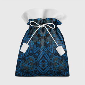 Подарочный 3D мешок с принтом Черно-синяя мандала .  в Белгороде, 100% полиэстер | Размер: 29*39 см | Тематика изображения на принте: калейдоскоп | круглый | модный | орнамент | синий | современный | темно синий | этнический