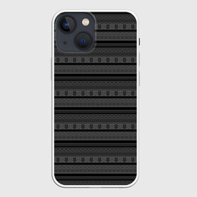 Чехол для iPhone 13 mini с принтом Темный серый орнамент в Белгороде,  |  | абстрактный | геометрический | молодежный | орнамент | полосатый орнамент | серый | серый и черный | современный | темный