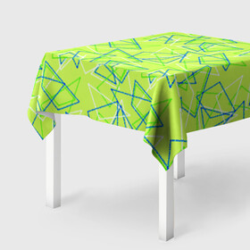Скатерть 3D с принтом Абстрактный неоновый зеленый в Белгороде, 100% полиэстер (ткань не мнется и не растягивается) | Размер: 150*150 см | абстрактный | геометрический | детский | зеленый | летний | неоновый | ретро | треугольники