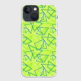 Чехол для iPhone 13 mini с принтом Абстрактный неоновый зеленый в Белгороде,  |  | абстрактный | геометрический | детский | зеленый | летний | неоновый | ретро | треугольники