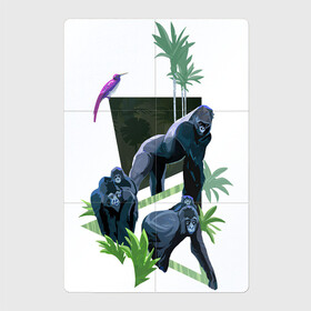 Магнитный плакат 2Х3 с принтом Дикое семейство в Белгороде, Полимерный материал с магнитным слоем | 6 деталей размером 9*9 см | арт | горилла | гориллы | джунгли | дикие животные | дикие звери | животное | животное джунглей | животные | природа | птица | птица джунглей | птицы | рисунок