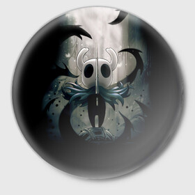 Значок с принтом Hollow Knight в Белгороде,  металл | круглая форма, металлическая застежка в виде булавки | games | hollow | hollow knight | knight | steam | игры | компьютерные игры