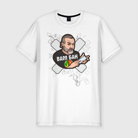 Мужская футболка хлопок Slim с принтом Moonbot Vam Ban в Белгороде, 92% хлопок, 8% лайкра | приталенный силуэт, круглый вырез ворота, длина до линии бедра, короткий рукав | moonbot | вам бан | мунбот