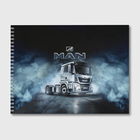 Альбом для рисования с принтом Man фура в Белгороде, 100% бумага
 | матовая бумага, плотность 200 мг. | man | man truck | man грузовик | truck | trucks | грузовик | грузовики | дальнобои | дальнобой | дальнобойщик | мен | мен грузовик | фура | фуры