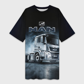 Платье-футболка 3D с принтом Man фура в Белгороде,  |  | man | man truck | man грузовик | truck | trucks | грузовик | грузовики | дальнобои | дальнобой | дальнобойщик | мен | мен грузовик | фура | фуры