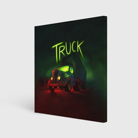 Холст квадратный с принтом Truck neon в Белгороде, 100% ПВХ |  | truck | trucks | грузовик | грузовики | дальнобои | дальнобой | дальнобойщик | фура | фуры