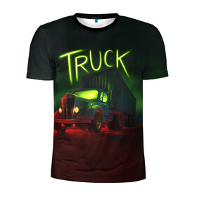 Мужская футболка 3D спортивная с принтом Truck neon в Белгороде, 100% полиэстер с улучшенными характеристиками | приталенный силуэт, круглая горловина, широкие плечи, сужается к линии бедра | truck | trucks | грузовик | грузовики | дальнобои | дальнобой | дальнобойщик | фура | фуры