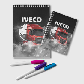 Блокнот с принтом Iveco truck в Белгороде, 100% бумага | 48 листов, плотность листов — 60 г/м2, плотность картонной обложки — 250 г/м2. Листы скреплены удобной пружинной спиралью. Цвет линий — светло-серый
 | Тематика изображения на принте: iveco | iveco truck | iveco грузовик | truck | trucks | грузовик | грузовики | дальнобои | дальнобой | дальнобойщик | ивеко | ивеко грузовик | фура | фуры