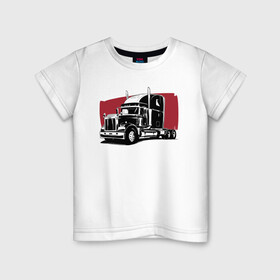 Детская футболка хлопок с принтом Truck red в Белгороде, 100% хлопок | круглый вырез горловины, полуприлегающий силуэт, длина до линии бедер | truck | trucks | грузовик | грузовики | дальнобои | дальнобой | дальнобойщик | фура | фуры