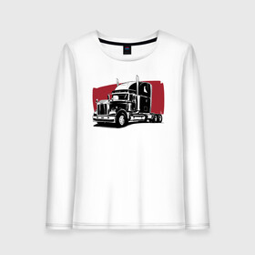 Женский лонгслив хлопок с принтом Truck red в Белгороде, 100% хлопок |  | truck | trucks | грузовик | грузовики | дальнобои | дальнобой | дальнобойщик | фура | фуры