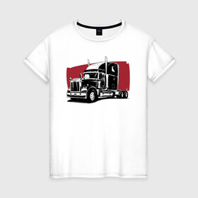 Женская футболка хлопок с принтом Truck red в Белгороде, 100% хлопок | прямой крой, круглый вырез горловины, длина до линии бедер, слегка спущенное плечо | truck | trucks | грузовик | грузовики | дальнобои | дальнобой | дальнобойщик | фура | фуры
