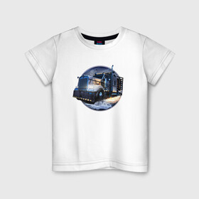 Детская футболка хлопок с принтом Арт Фура в Белгороде, 100% хлопок | круглый вырез горловины, полуприлегающий силуэт, длина до линии бедер | truck | trucks | грузовик | грузовики | дальнобои | дальнобой | дальнобойщик | фура | фуры