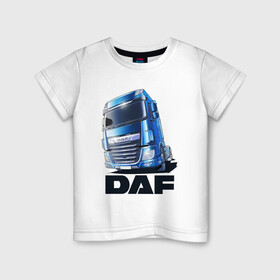 Детская футболка хлопок с принтом Daf Truck в Белгороде, 100% хлопок | круглый вырез горловины, полуприлегающий силуэт, длина до линии бедер | truck | trucks | грузовик | грузовики | дальнобои | дальнобой | дальнобойщик | фура | фуры