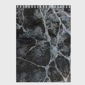 Скетчбук с принтом Лунный камень в Белгороде, 100% бумага
 | 48 листов, плотность листов — 100 г/м2, плотность картонной обложки — 250 г/м2. Листы скреплены сверху удобной пружинной спиралью | art | бетон | булыжник | луна | текстура | трещина