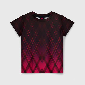 Детская футболка 3D с принтом Геометрический градиентный фон в Белгороде, 100% гипоаллергенный полиэфир | прямой крой, круглый вырез горловины, длина до линии бедер, чуть спущенное плечо, ткань немного тянется | абстрактный | вишневый | геометрический | градиентный | клетка | красный | модный | плед | современный