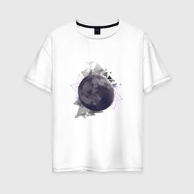 Женская футболка хлопок Oversize с принтом Moon в Белгороде, 100% хлопок | свободный крой, круглый ворот, спущенный рукав, длина до линии бедер
 | абстракция | геометрия | луна | узоры.