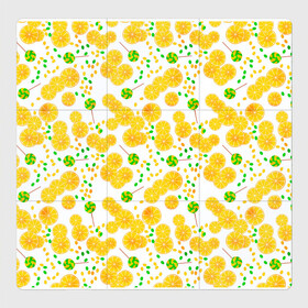 Магнитный плакат 3Х3 с принтом Лимонная карамель  в Белгороде, Полимерный материал с магнитным слоем | 9 деталей размером 9*9 см | детский | карамель | конфеты | лимон | лимонный узор | малышам | сладости | чупа чупс