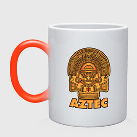 Кружка хамелеон с принтом Aztec Ацтеки в Белгороде, керамика | меняет цвет при нагревании, емкость 330 мл | ацтеки | ацтекская империя | индеец | индейцы | символ | фигурка