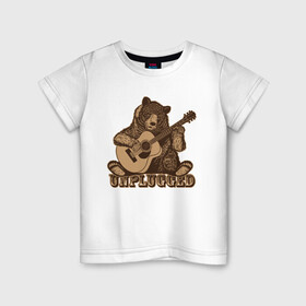 Детская футболка хлопок с принтом Медведь играет на гитаре в Белгороде, 100% хлопок | круглый вырез горловины, полуприлегающий силуэт, длина до линии бедер | гитара | медведь | медвежонок | миша | мишка | музыкант