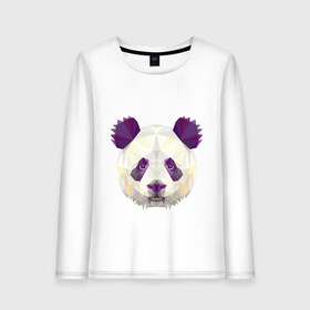 Женский лонгслив хлопок с принтом Фиолетовая панда в Белгороде, 100% хлопок |  | абстракция | геометрический рисунок | герои | панда | полигоны | фиолетовый