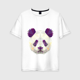 Женская футболка хлопок Oversize с принтом Фиолетовая панда в Белгороде, 100% хлопок | свободный крой, круглый ворот, спущенный рукав, длина до линии бедер
 | абстракция | геометрический рисунок | герои | панда | полигоны | фиолетовый
