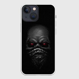 Чехол для iPhone 13 mini с принтом ВЗГЛЯД ИЗ ТЕМНОТЫ, в Белгороде,  |  | балаклава | взгляд | глаза | зомби | маска | мертвец | минимализм | темнота | череп