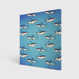 Холст квадратный с принтом Акулы Паттерн в Белгороде, 100% ПВХ |  | shark | акулы | иллюстрация | морские жители | морские обитатели | паттерн | рисунок | рыбы