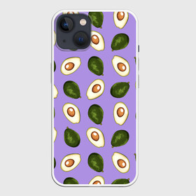 Чехол для iPhone 13 с принтом Авокадо паттерн в Белгороде,  |  | avocado | авокадо | авокадо паттерн | авокадо с косточкой | еда | зеленый | косточка | овощ | орнамент | паттерн | полезное питание | узор | фиолетовый