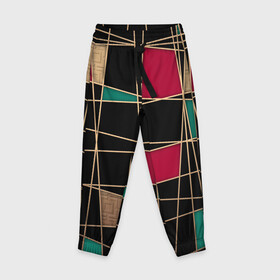 Детские брюки 3D с принтом Модный  абстрактный узор  в Белгороде, 100% полиэстер | манжеты по низу, эластичный пояс регулируется шнурком, по бокам два кармана без застежек, внутренняя часть кармана из мелкой сетки | бирюзовый | золотой | красный | модный | молодежный | мужской | полосы | современный | текстура | черный