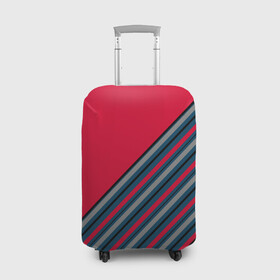 Чехол для чемодана 3D с принтом Абстрактный асимметричный  в Белгороде, 86% полиэфир, 14% спандекс | двустороннее нанесение принта, прорези для ручек и колес | асимметричный | комбинированный | косые полосы | красный | красный и синий | креативный | модный | молодежный | мужской | синие полосы