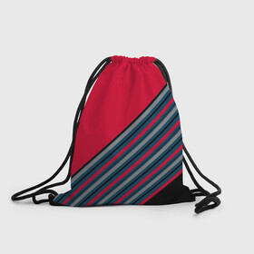 Рюкзак-мешок 3D с принтом Абстрактный асимметричный  в Белгороде, 100% полиэстер | плотность ткани — 200 г/м2, размер — 35 х 45 см; лямки — толстые шнурки, застежка на шнуровке, без карманов и подкладки | асимметричный | комбинированный | косые полосы | красный | красный и синий | креативный | модный | молодежный | мужской | синие полосы