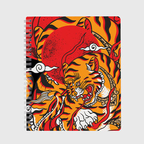 Тетрадь с принтом Год тигра в Белгороде, 100% бумага | 48 листов, плотность листов — 60 г/м2, плотность картонной обложки — 250 г/м2. Листы скреплены сбоку удобной пружинной спиралью. Уголки страниц и обложки скругленные. Цвет линий — светло-серый
 | Тематика изображения на принте: год  тигра | дикий | звери | кошки | полосы | тигр | тигровые мотивы | хищник