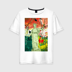 Женская футболка хлопок Oversize с принтом Atena farnese в Белгороде, 100% хлопок | свободный крой, круглый ворот, спущенный рукав, длина до линии бедер
 | афина | богиня | граффити | картина | копье | корона | краска | скульптура | статуя | уличный стиль