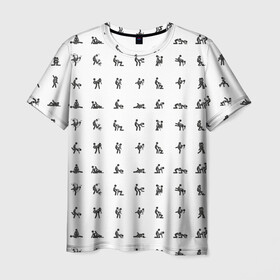 Мужская футболка 3D с принтом Камасутра в Белгороде, 100% полиэфир | прямой крой, круглый вырез горловины, длина до линии бедер | Тематика изображения на принте: love | любовь | пара | позы
