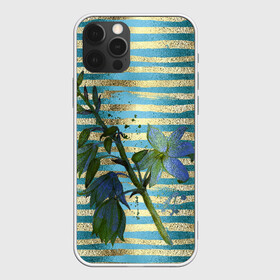 Чехол для iPhone 12 Pro Max с принтом Сумеречные цветы и золото в Белгороде, Силикон |  | акварель | бирюзовые | брызги | вечер | женственный | золотистые | золото | золотые | полоски | сумерки | цветок | цветочки | цветочный | цветы