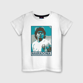 Детская футболка хлопок с принтом Maradona в Белгороде, 100% хлопок | круглый вырез горловины, полуприлегающий силуэт, длина до линии бедер | argentina | diego | football | maradona | messi | аргентина | гол | диего | игрок | марадона | месси | мяч | рука бога | спорт | футбол | футболист | чемпион