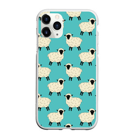 Чехол для iPhone 11 Pro Max матовый с принтом Овечки паттерн на бирюзовом в Белгороде, Силикон |  | анималистичный принт | бирюзовый | бирюзовый цвет | животные | звери | иллюстрация | овечки | овца | овцы | паттерн | ферма | черное копытце | ягненок