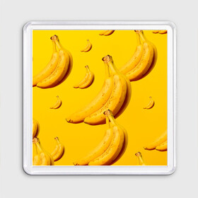 Магнит 55*55 с принтом Банановый рай в Белгороде, Пластик | Размер: 65*65 мм; Размер печати: 55*55 мм | Тематика изображения на принте: банановый | бананы | желтый | кожура | фрукты